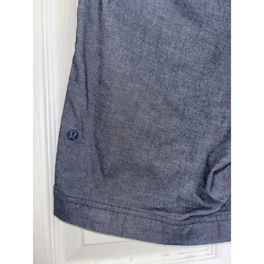 Lululemon Commission Shorts Men’s 30 Blue Grey Qwick Oxford 9” Golf Chino